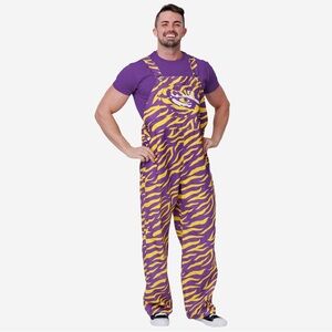 FOCO LSU Tigers Thematic Tiger Stripe Bib Overalls Men’s L Large